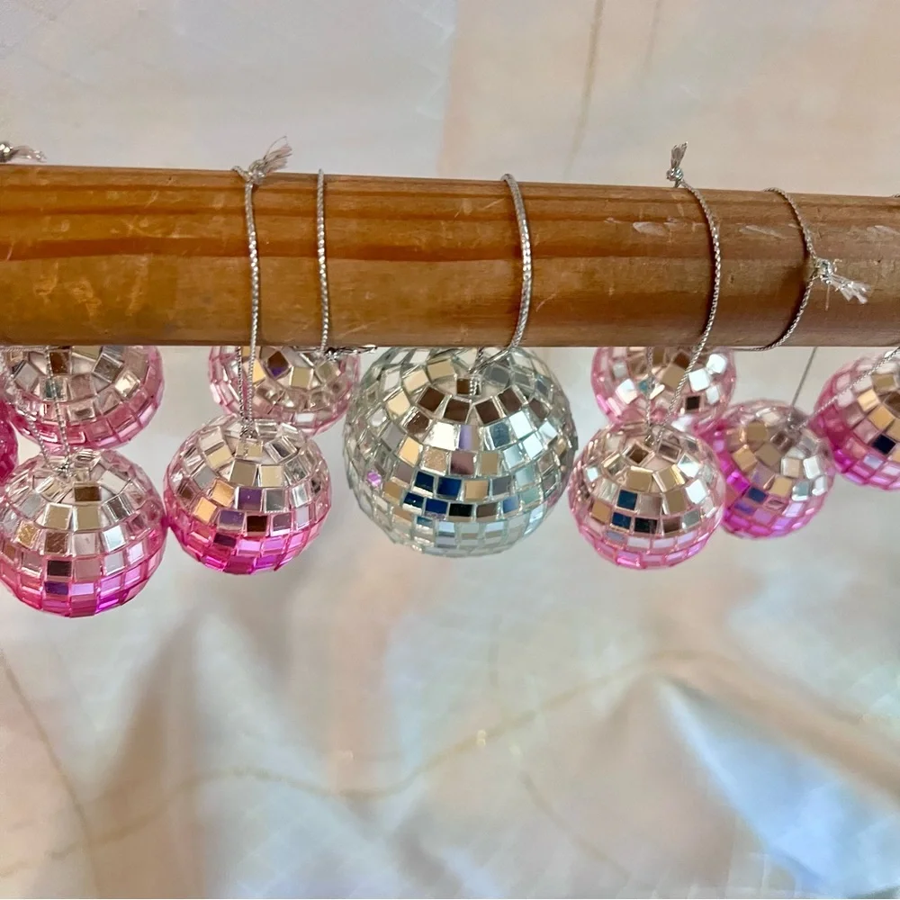 Retro Party Decoration, Vintage Pink Ornaments, Retro Decor, Silver Pink Decor